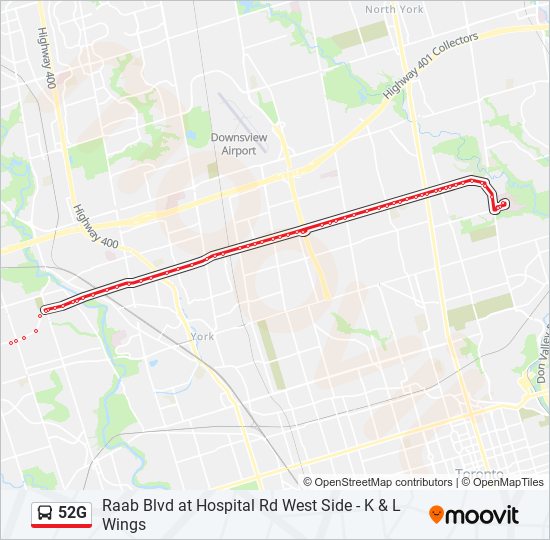 Plan de la ligne 52G de bus