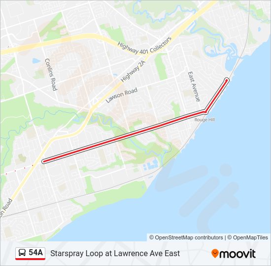 54A bus Line Map