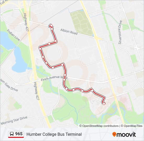 96S bus Line Map