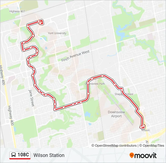 108C Bus Line Map