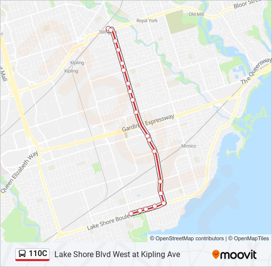 Plan de la ligne 110C de bus