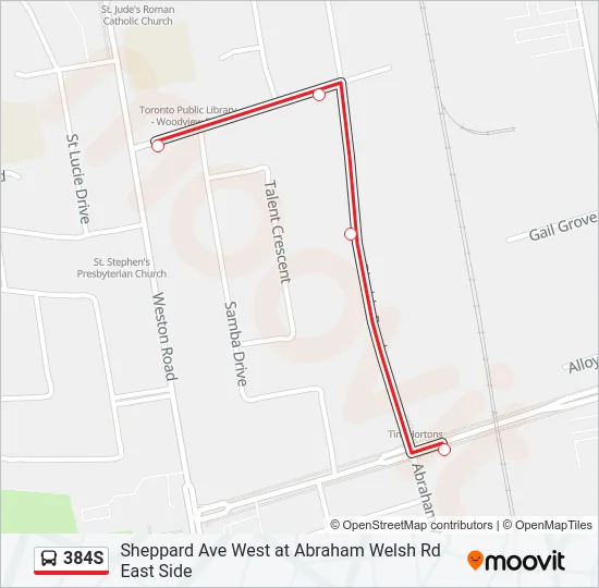 384S Bus Line Map