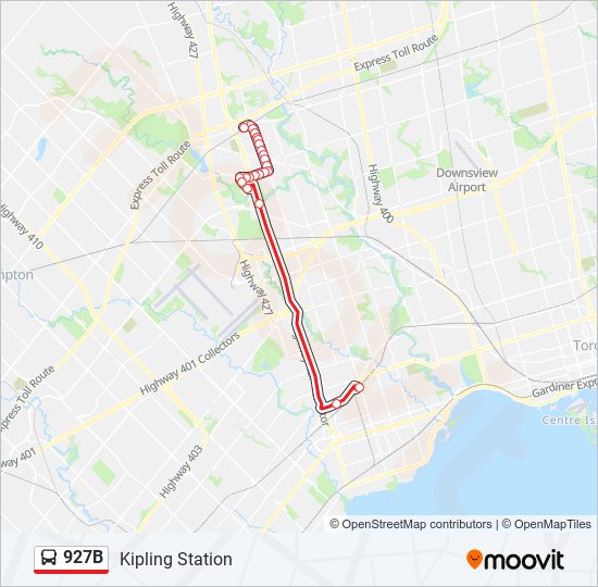 927B bus Line Map