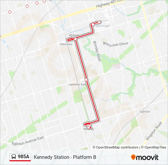 985A Bus Line Map