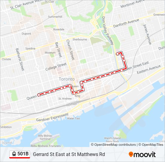 501B streetcar Line Map