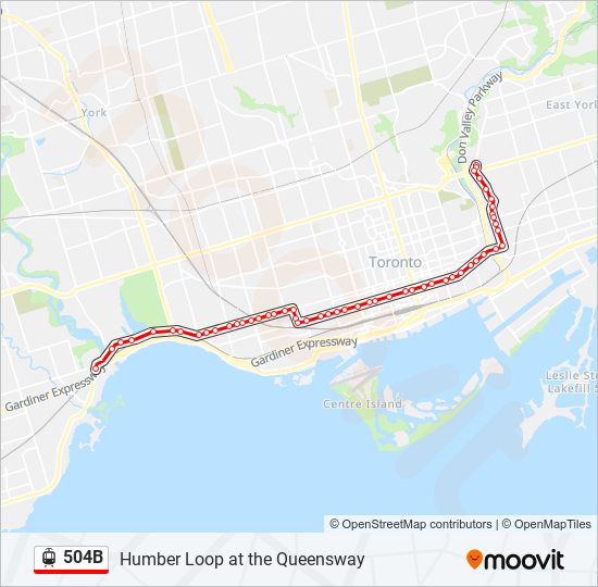 Plan de la ligne 504B de streetcar