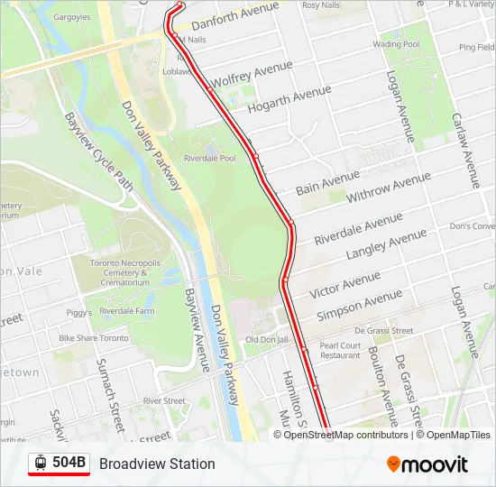 504B Streetcar Line Map