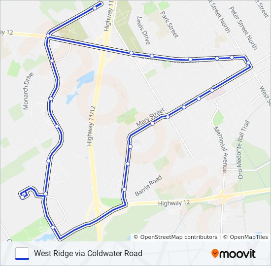 WEST RIDGE VIA COLDWATER ROAD bus Line Map