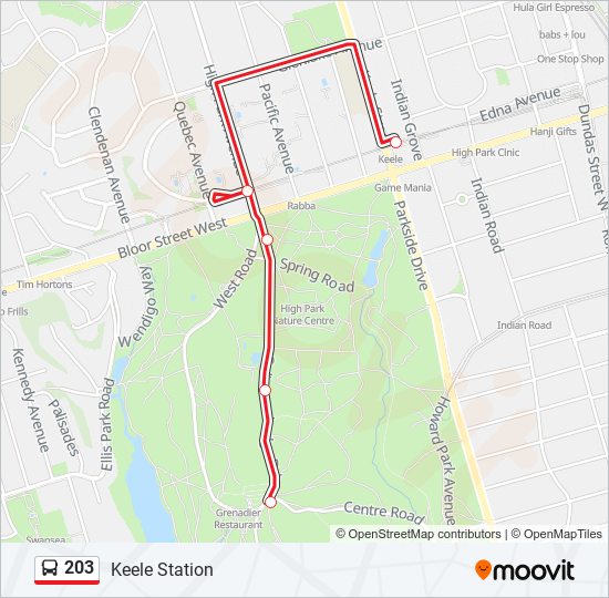 203 bus Line Map