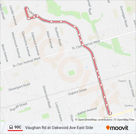 90C Bus Line Map