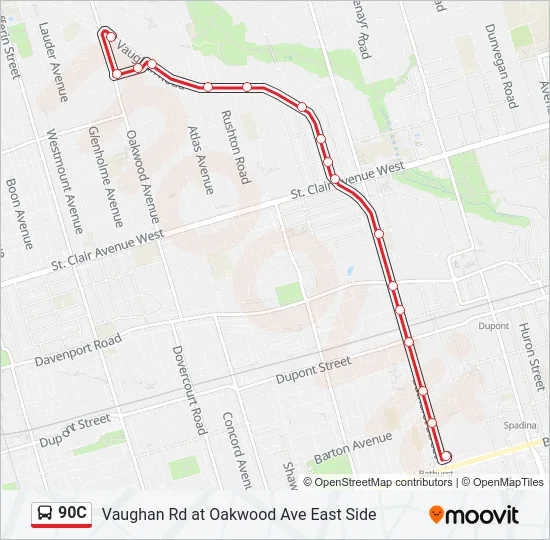 90C Bus Line Map