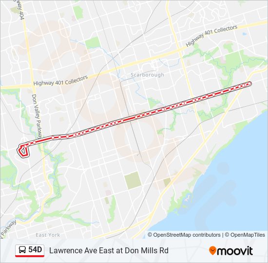 54D bus Line Map