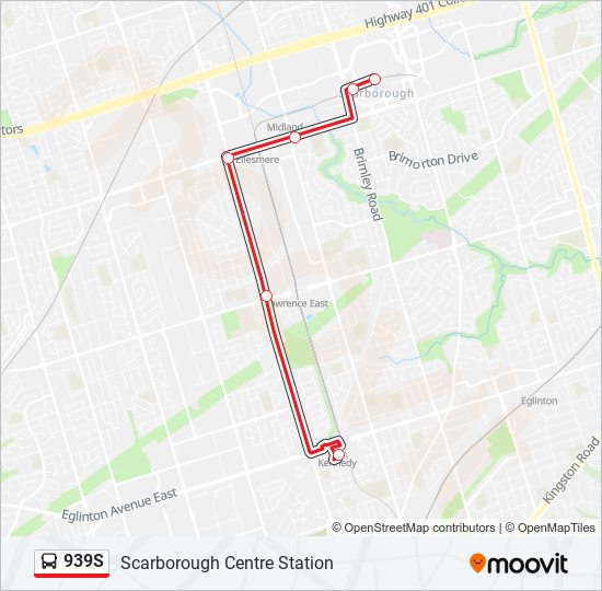 Plan de la ligne 939S de bus