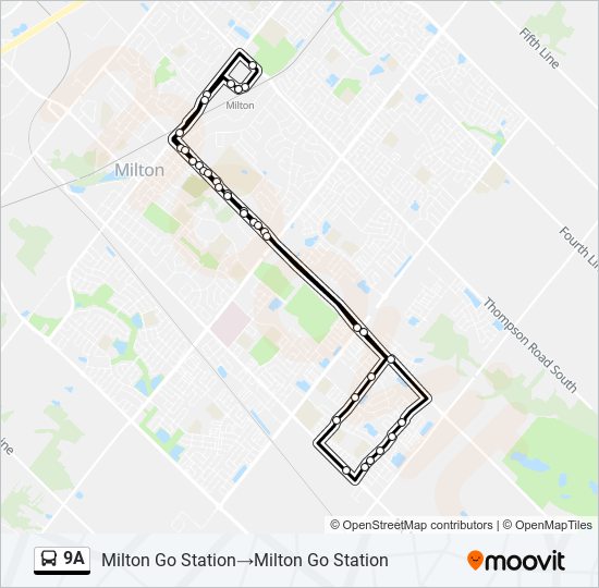 Plan de la ligne 9A de bus