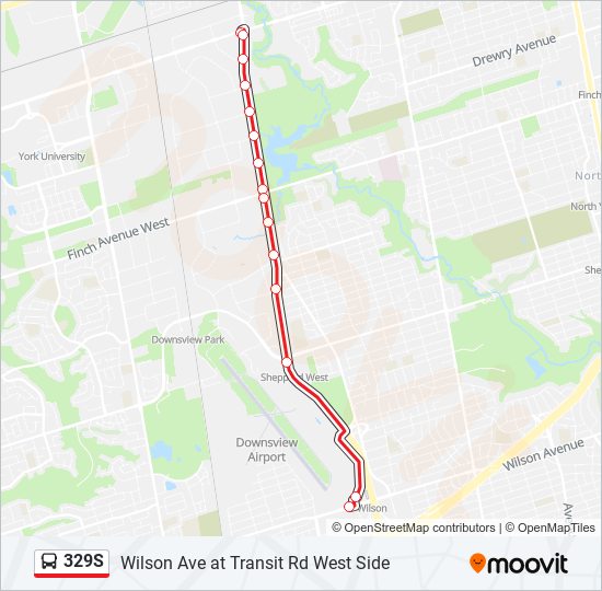 Plan de la ligne 329S de bus