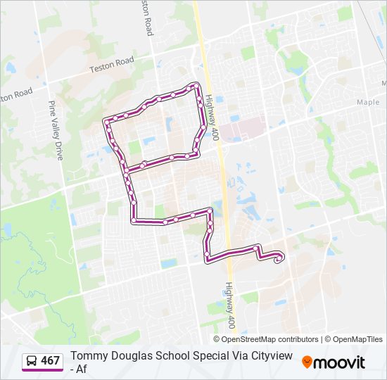 467 bus Line Map