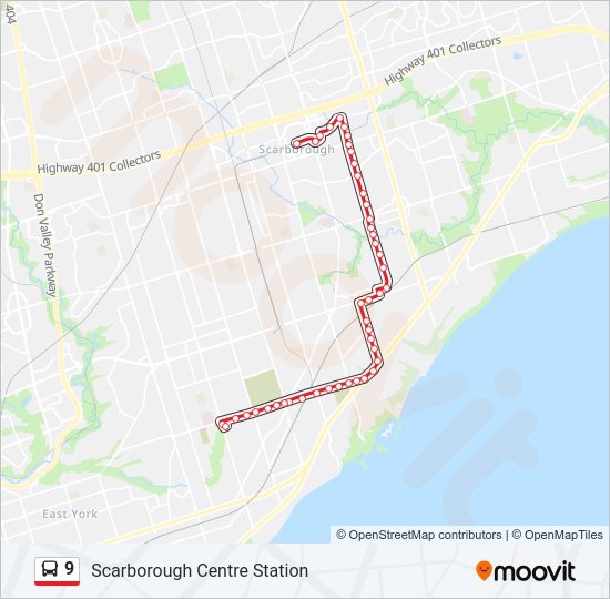 Plan de la ligne 9 de bus