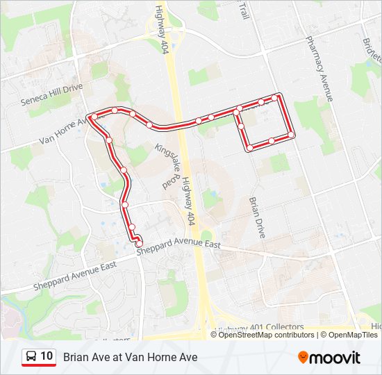 Plan de la ligne 10 de bus