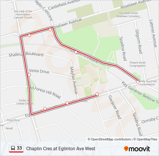 33 bus Line Map