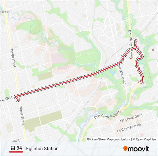 Plan de la ligne 34 de bus