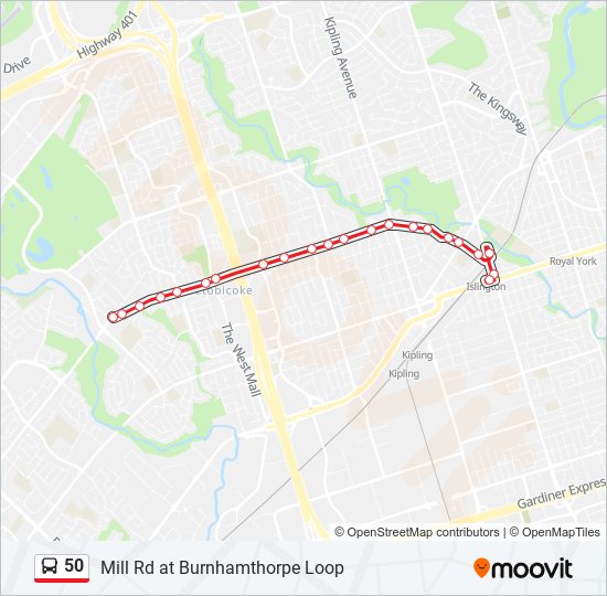 50 bus Line Map