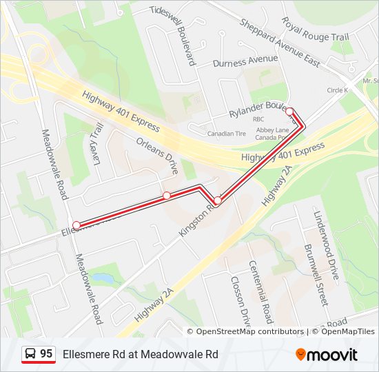 95 Route Schedules Stops Maps Ellesmere Rd At Meadowvale Rd