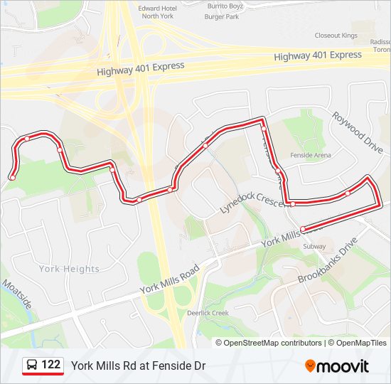 Plan de la ligne 122 de bus