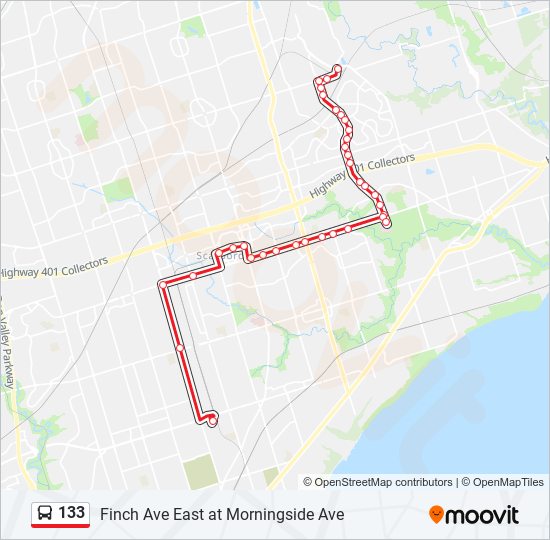 Plan de la ligne 133 de bus