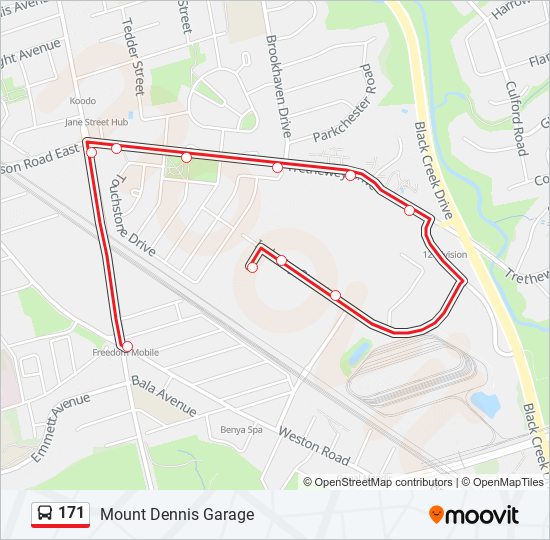 Plan de la ligne 171 de bus