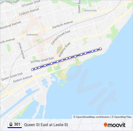 Plan de la ligne 301 de streetcar