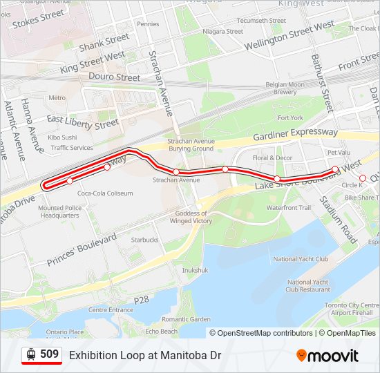 Plan de la ligne 509 de Streetcar