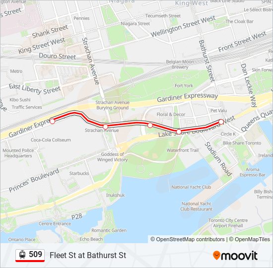 Plan de la ligne 509 de Streetcar