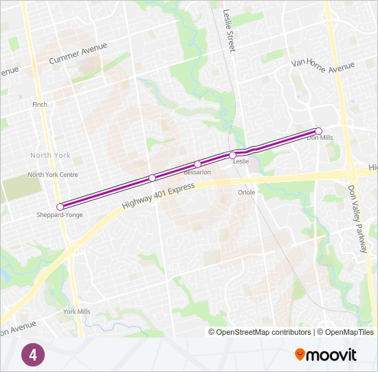 Plan de la ligne 4 de métro