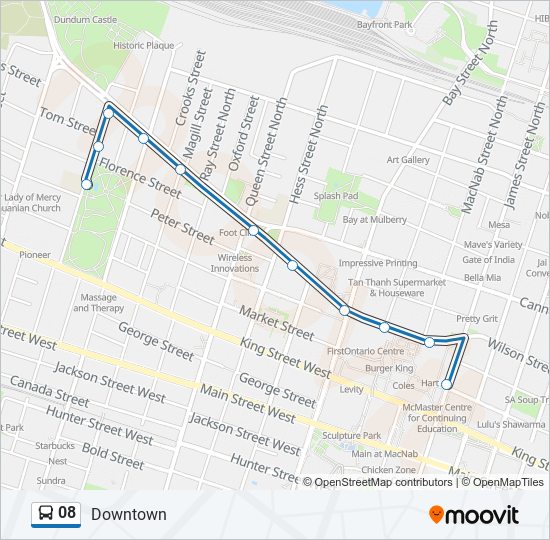 Plan de la ligne 08 de bus