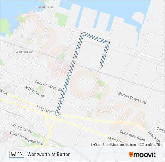 Plan de la ligne 12 de bus