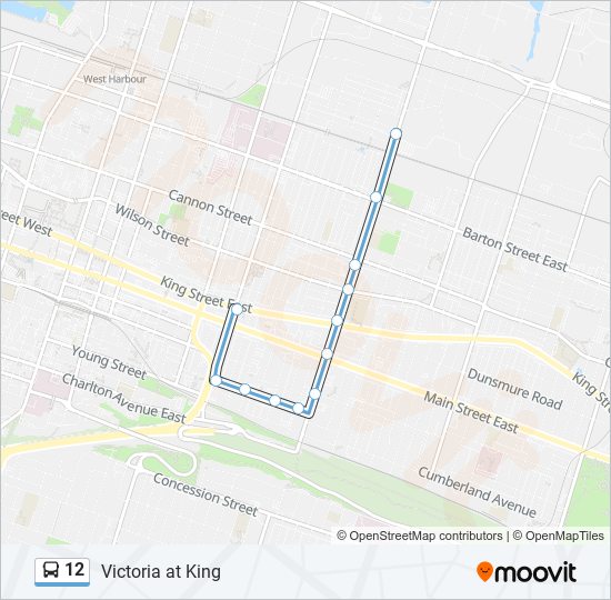 Plan de la ligne 12 de bus