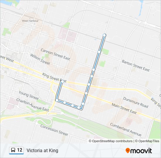 Plan de la ligne 12 de bus