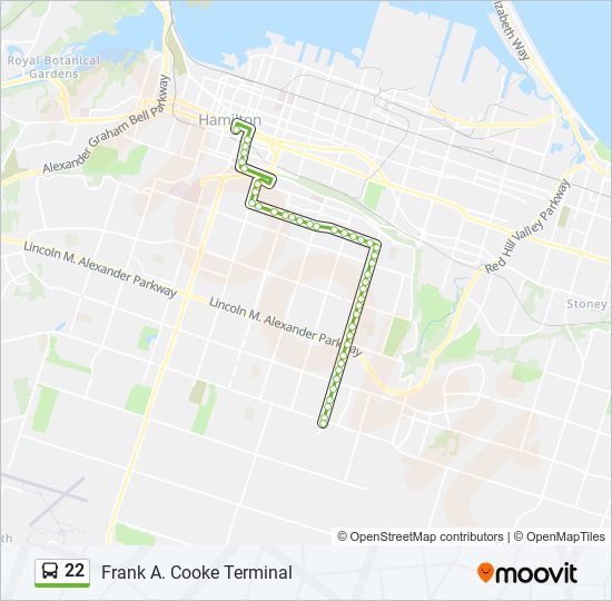 Plan de la ligne 22 de bus