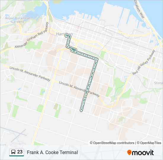 Plan de la ligne 23 de bus