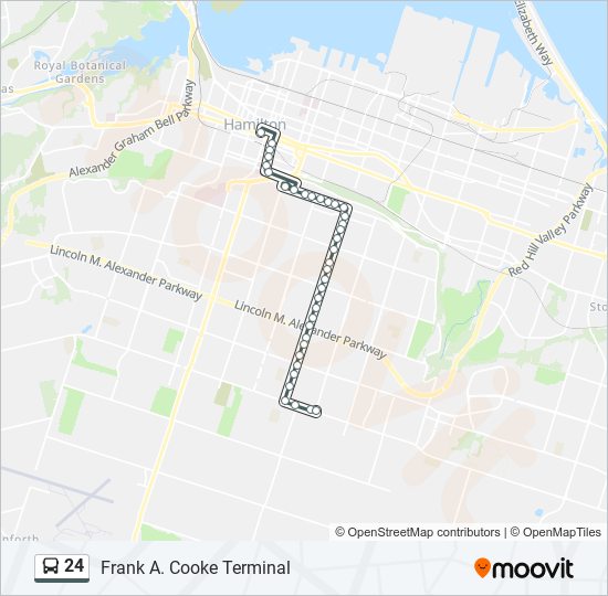 Plan de la ligne 24 de bus