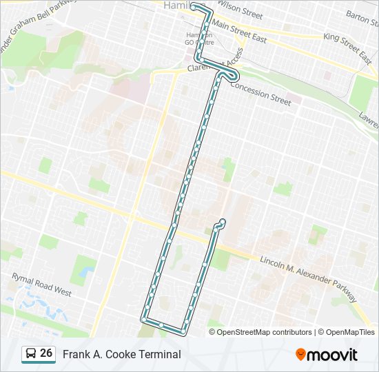 26 bus Line Map