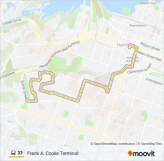 33 bus Line Map