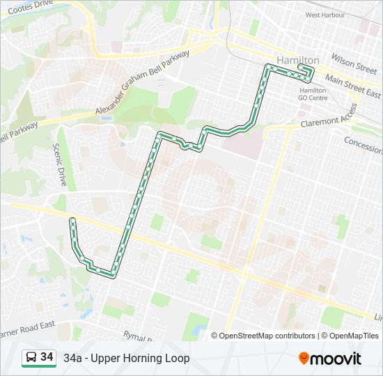 34 bus Line Map