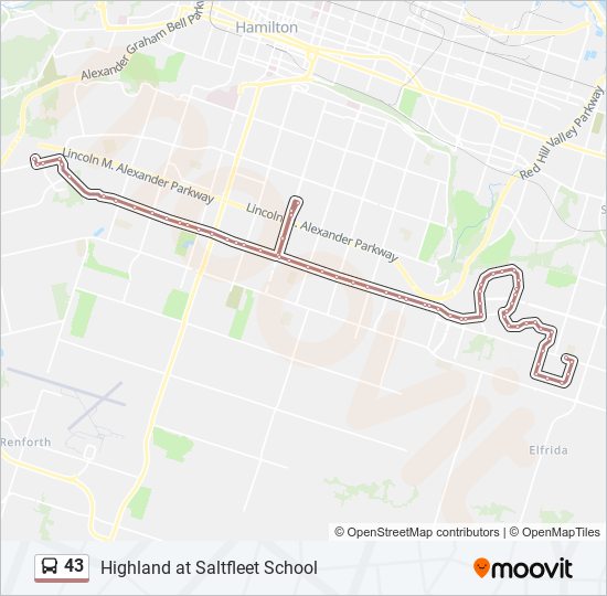 Bus 43 Route Map 43 Route: Schedules, Stops & Maps - Highland At Saltfleet School (Updated)