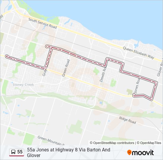 Plan de la ligne 55 de bus