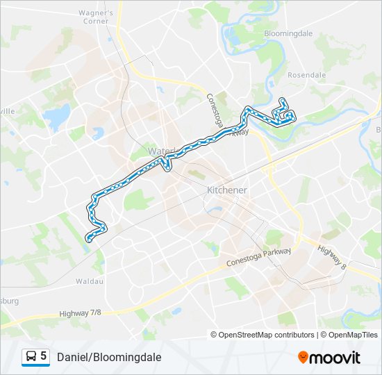 Plan de la ligne 5 de bus