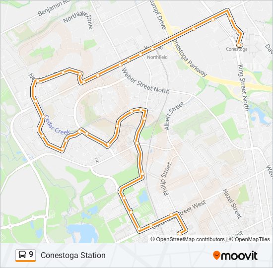 Plan de la ligne 9 de bus