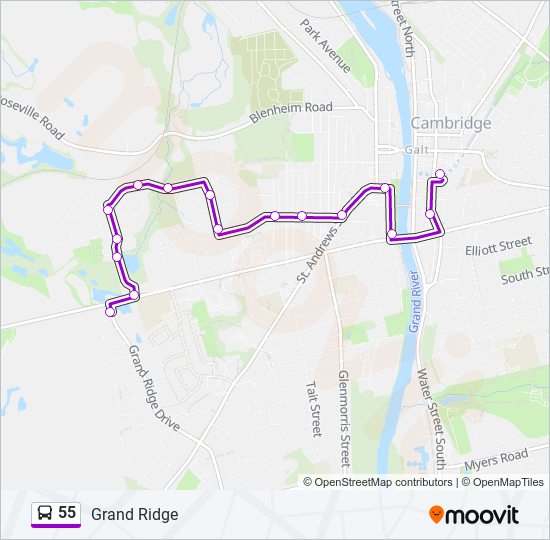 55 bus Line Map