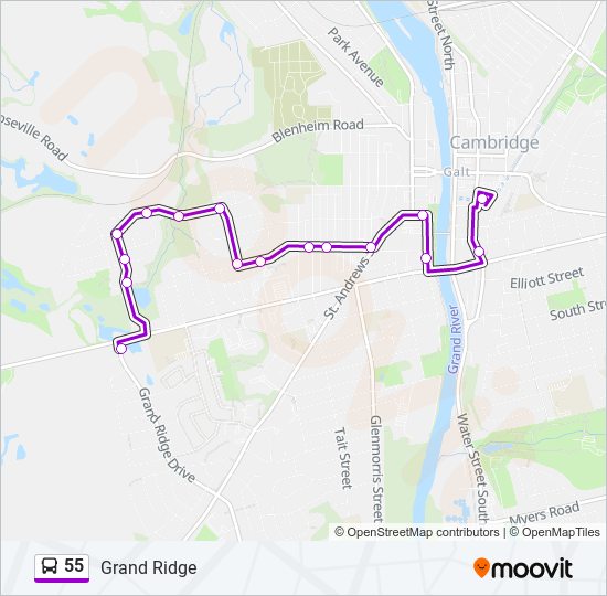 55 bus Line Map