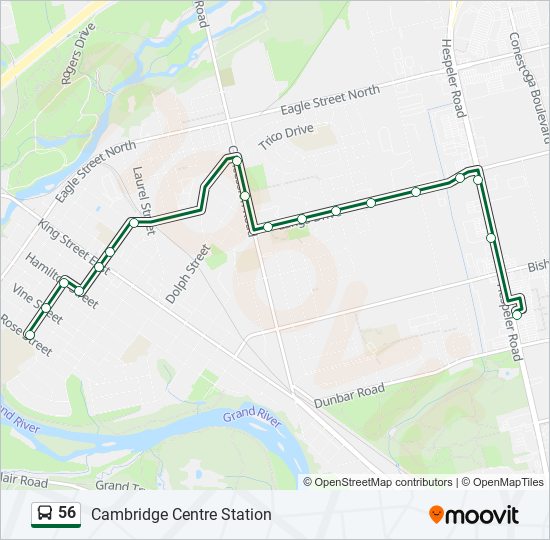 Plan de la ligne 56 de bus